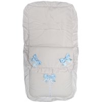 Plain White/Sky Footmuff/Cosytoe With Large Bows & Lace